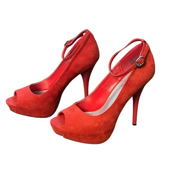Diba Shoes - Diba Red Peep-Toe Heels 9.5